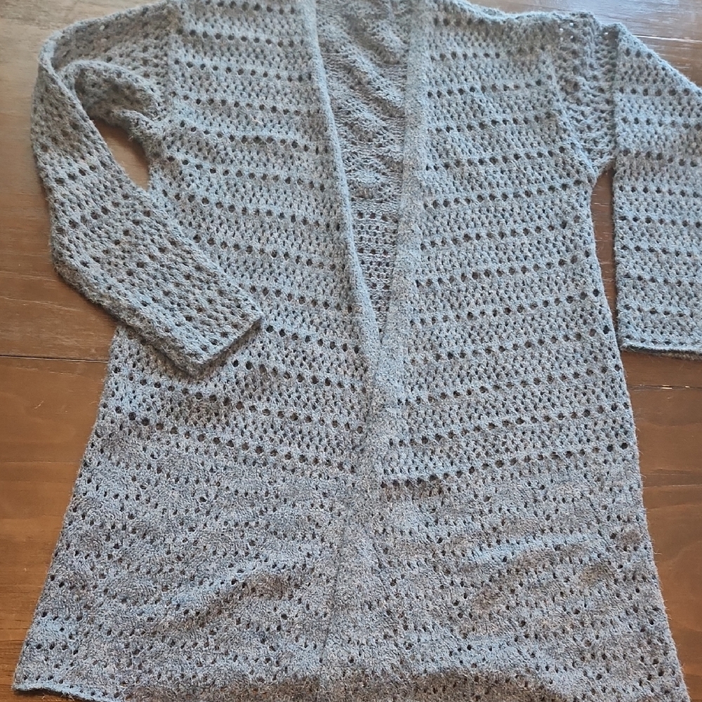 Papa Teal Open-Knit Women's Sweater Sz Lg